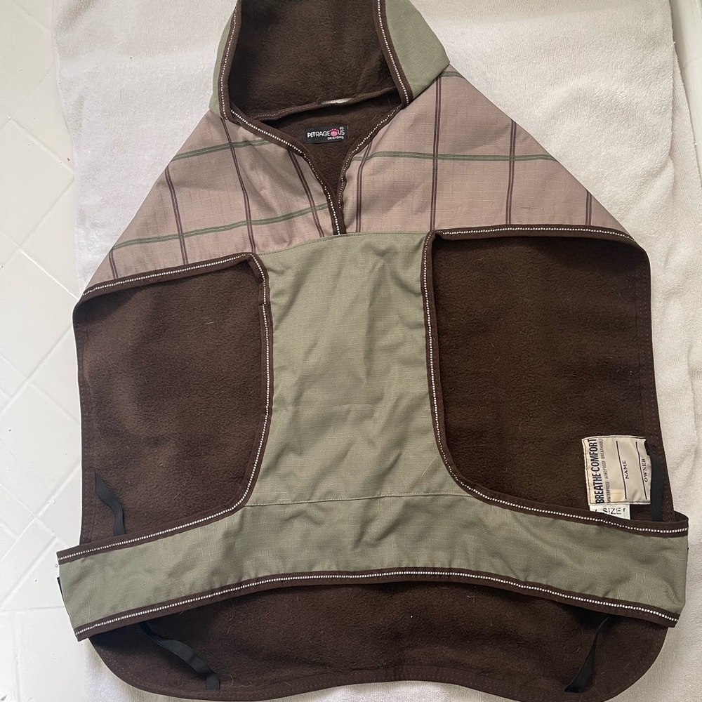 Brown and Green Dog Parka